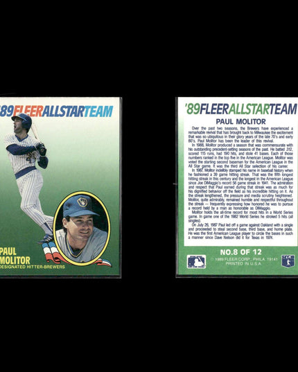 Paul Molitor Milwaukee Brewers Baseball 11-Card Lot Topps EX