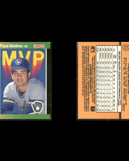 Paul Molitor Milwaukee Brewers Baseball 11-Card Lot Topps EX
