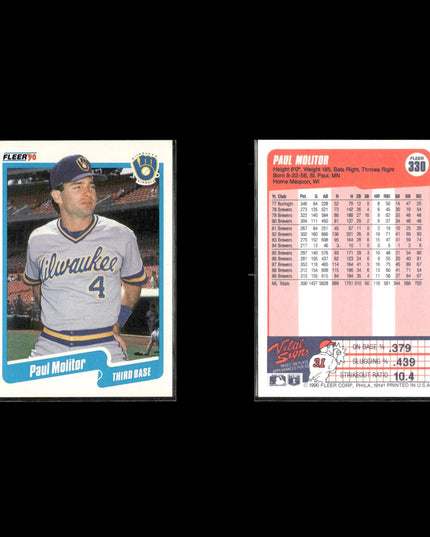 Paul Molitor Brewers Card Lot (10) OPC Topps Fleer Donruss HOF Assorted