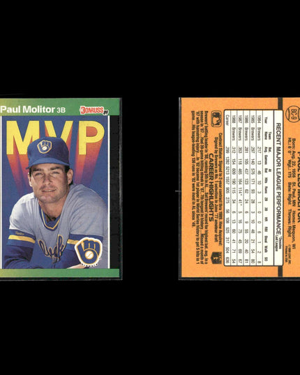 Paul Molitor Brewers Card Lot (10) OPC Topps Fleer Donruss HOF Assorted