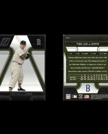 Ted Williams Red Sox Card Lot (5) Topps UD Zenith HOF Legend Assorted