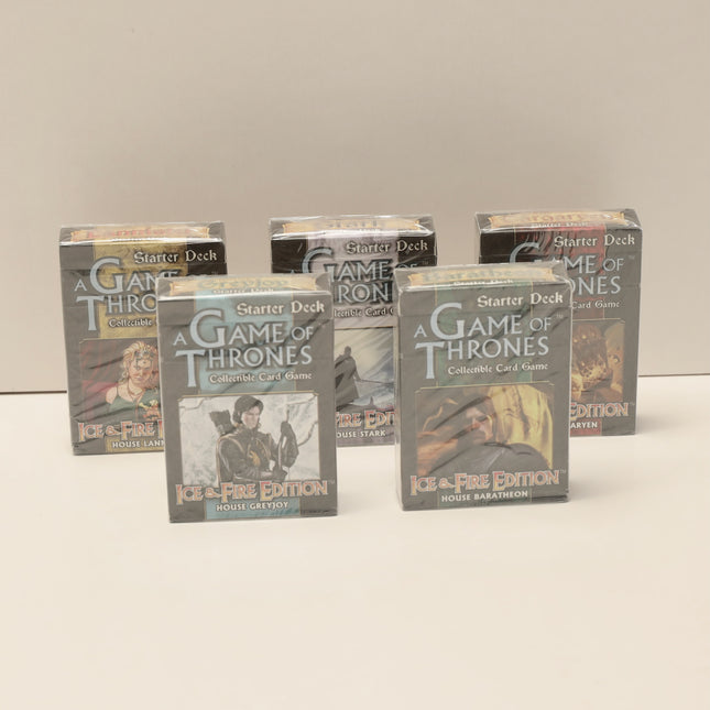 A Game of Thrones CCG Ice & Fire Edition Starter Deck Lot of 5 – All Houses SEALED