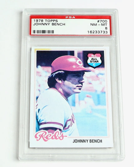 1978 Topps Johnny Bench #700 PSA 8 NM-MT – Reds (Sun Damage)