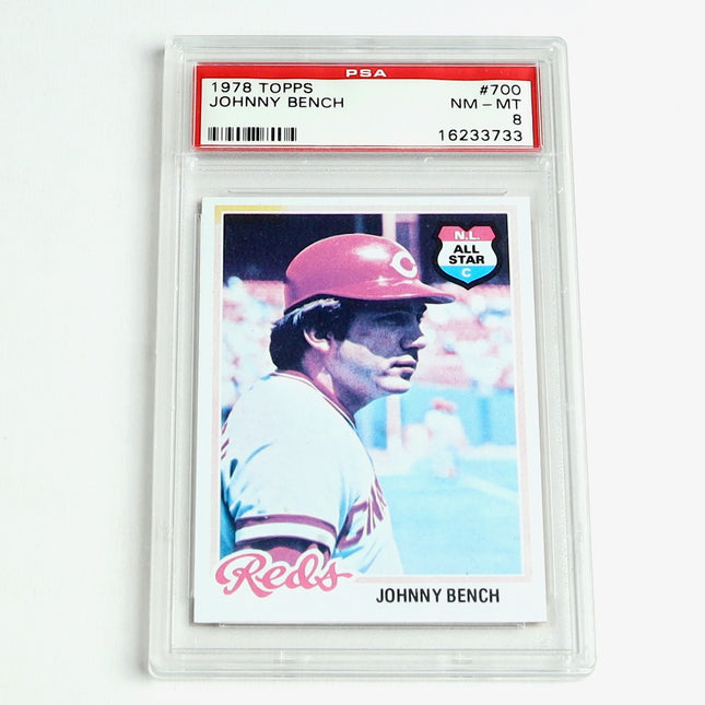 1978 Topps Johnny Bench #700 PSA 8 NM-MT – Reds (Sun Damage)