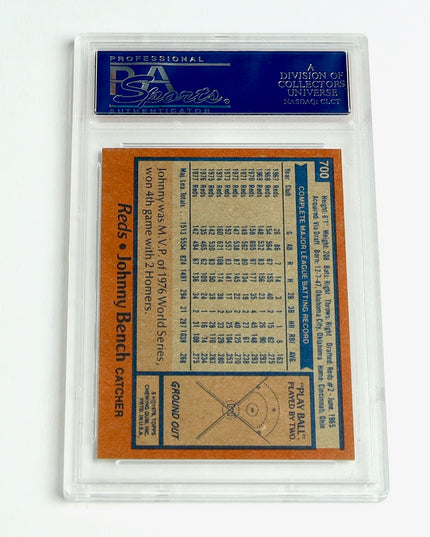 1978 Topps Johnny Bench #700 PSA 8 NM-MT – Reds (Sun Damage)