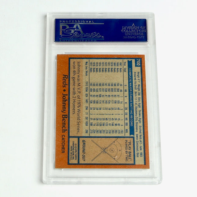 1978 Topps Johnny Bench #700 PSA 8 NM-MT – Reds (Sun Damage)
