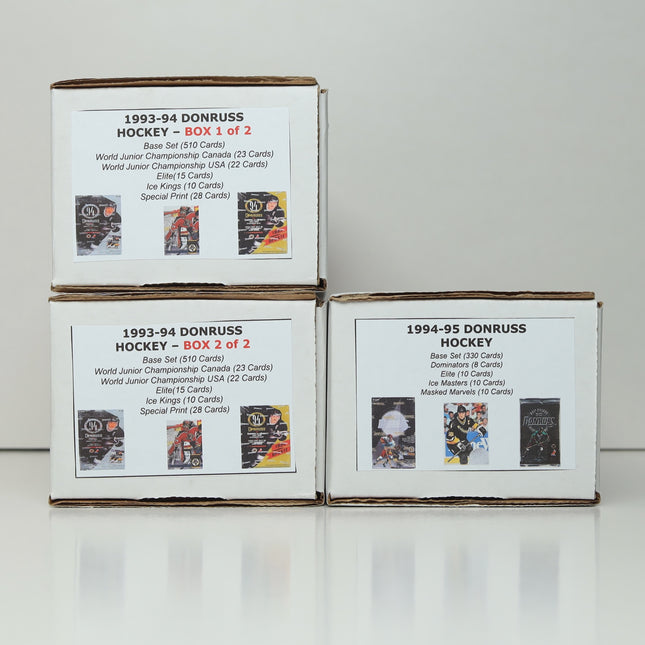 1993-94 & 1994-95 Donruss Hockey Card Sets – 3 Box Lot with Inserts
