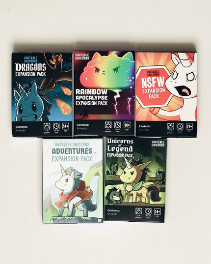 Unstable Unicorns Collector's Box w/ Base Game, 7 Expansions + 2 Rare Promos