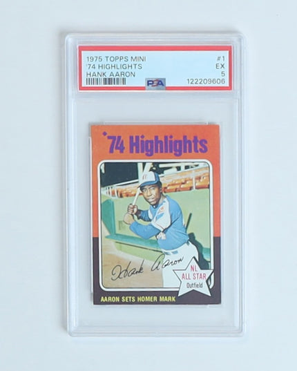 Hank Aaron 1975 Topps Mini #1 1974 Highlights PSA 5
