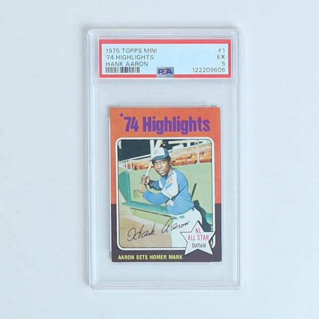Hank Aaron 1975 Topps Mini #1 1974 Highlights PSA 5