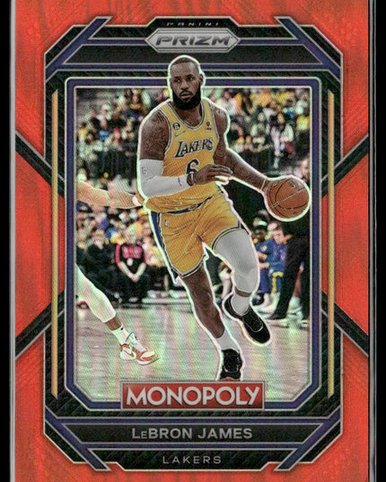 LeBron James #40 2022-23 Panini Prizm Monopoly Red #/99 Los Angeles Lakers