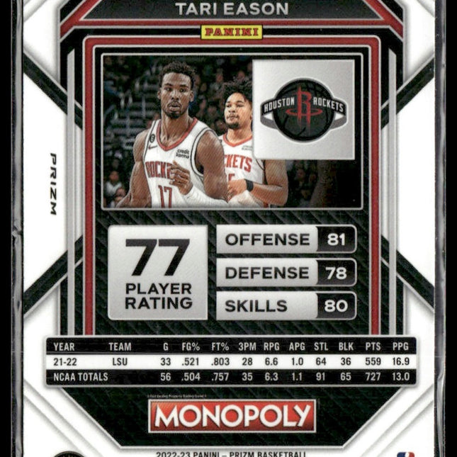 Tari Eason #33 2022-23 Panini Prizm Monopoly Black Classic Icons Houston Rockets
