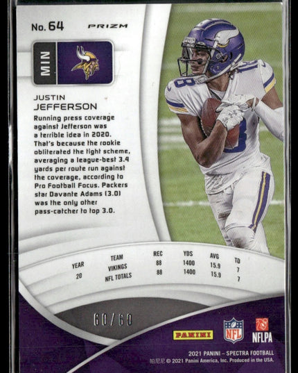 Justin Jefferson #64 2021 Panini Spectra Neon Blue #/60 Minnesota Vikings