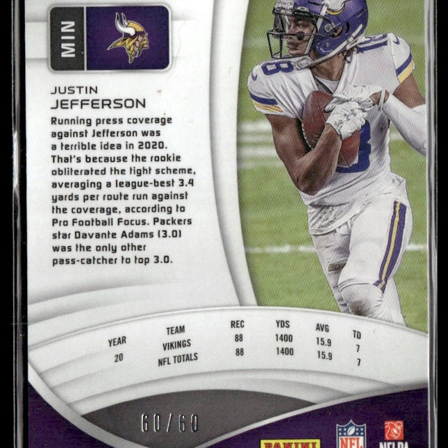 Justin Jefferson #64 2021 Panini Spectra Neon Blue #/60 Minnesota Vikings