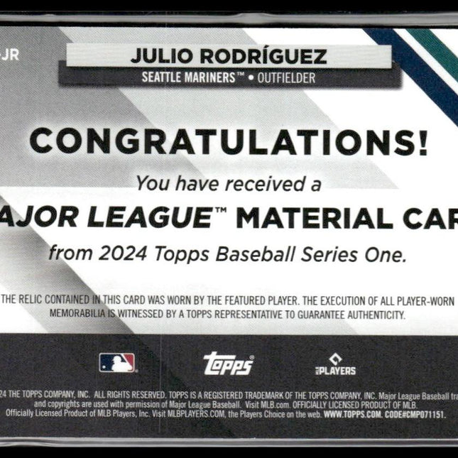 Julio Rodríguez #MLM-JR 2024 Topps Major League Material Seattle Mariners