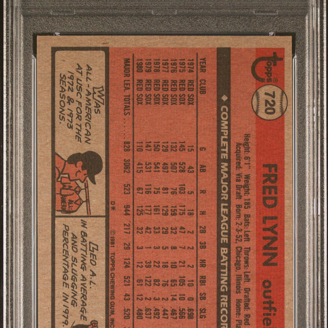 Fred Lynn #720 1981 Topps Boston Red Sox PSA 6