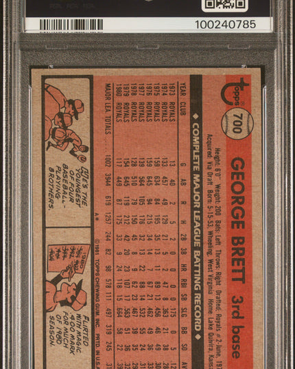 George Brett #700 1981 Topps Kansas City Royals PSA 6