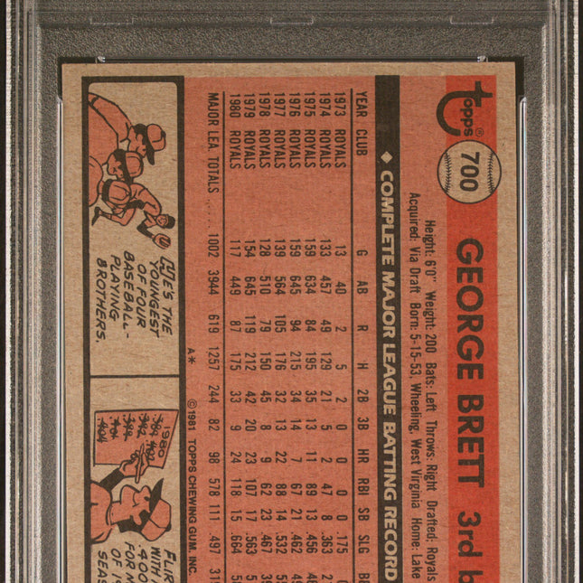 George Brett #700 1981 Topps Kansas City Royals PSA 6