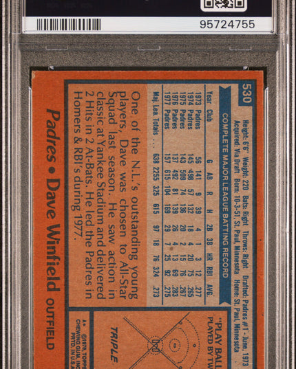 Dave Winfield #530 1978 Topps San Diego Padres PSA 5
