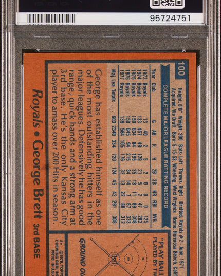 George Brett #100 1978 Topps Kansas City Royals PSA 7