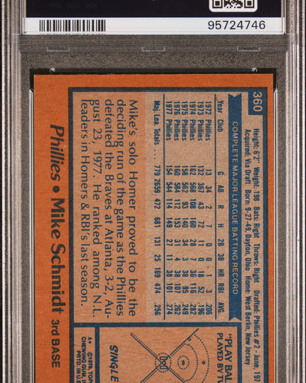 Mike Schmidt #360 1978 Topps Philadelphia Phillies PSA 7