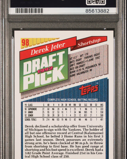 Derek Jeter #98 1993 Topps New York Yankees PSA 7