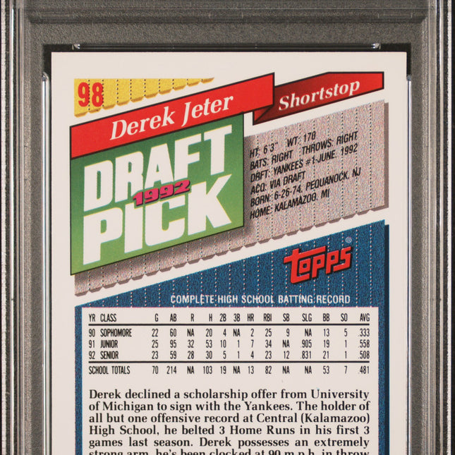 Derek Jeter #98 1993 Topps New York Yankees PSA 7