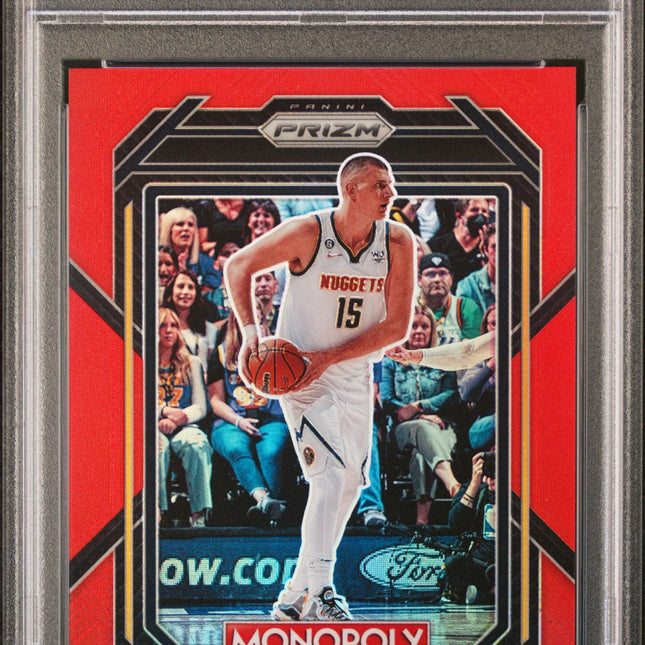 Nikola Jokic #22 2022 Panini Prizm Monopoly Red Prizm Denver Nuggets PSA 8
