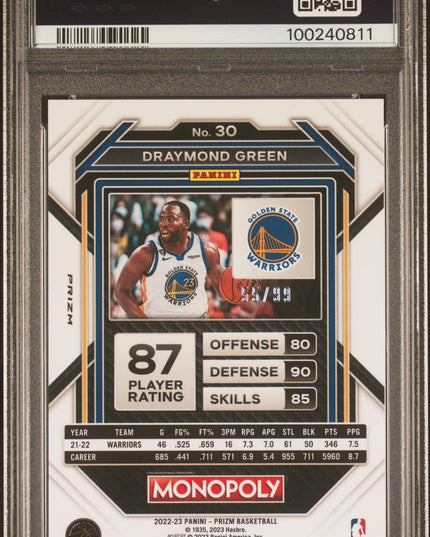 Draymond Green #30 2022 Panini Prizm Monopoly Red Golden State Warriors PSA 8