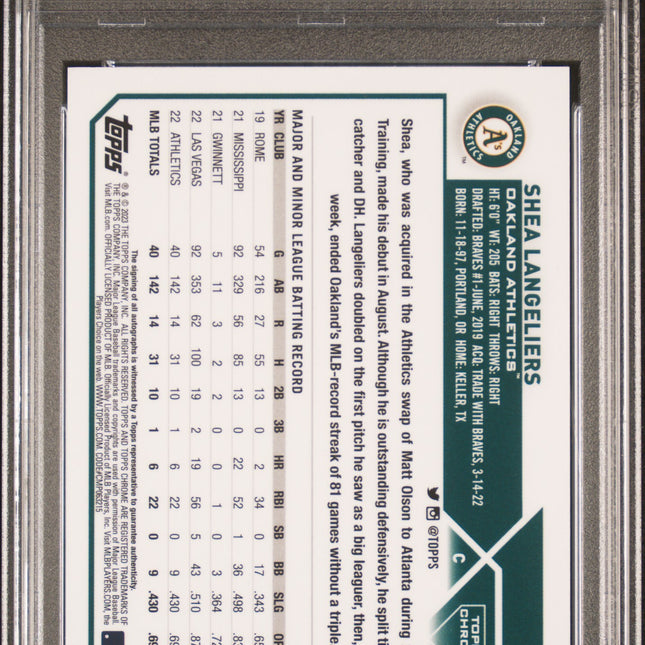 Shea Langeliers #RASL 2023 Topps Chrome Rookie Autograph Oakland Athletics PSA 9