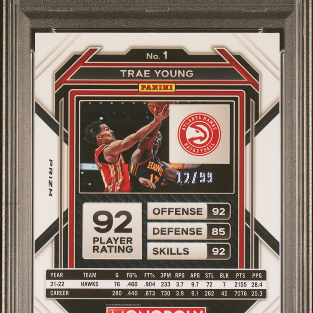 Trae Young #1 2022 Panini Prizm Monopoly Red Prizm Atlanta Hawks PSA 8