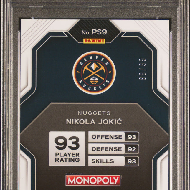 Nikola Jokic #PS9 2022 Panini Prizm Monopoly All-Stars Red Prizm PSA 8