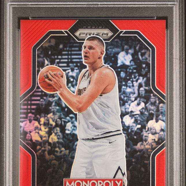 Nikola Jokic #PS9 2022 Panini Prizm Monopoly All-Stars Red Prizm PSA 8