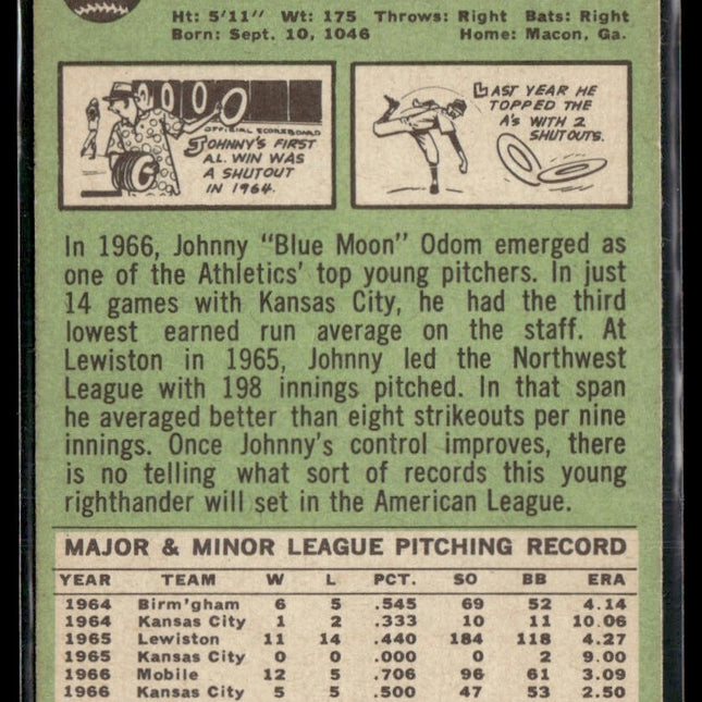 Johnny Odom #282 1967 Topps Kansas City Athletics
