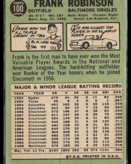 Frank Robinson #100 1967 Topps Baltimore Orioles