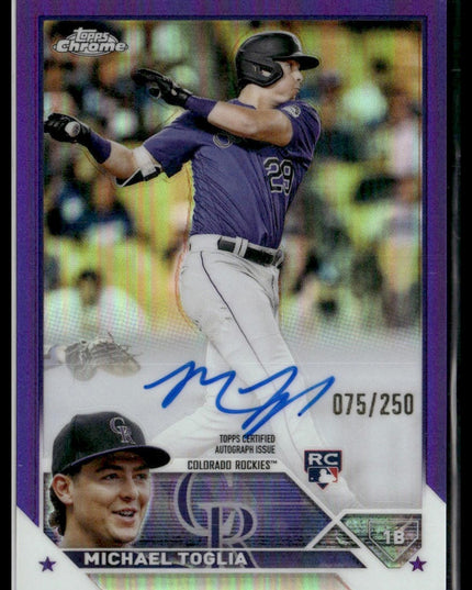 Michael Toglia #RA-MT 2023 Topps Chrome Rookie Auto Purple #/250 Rockies