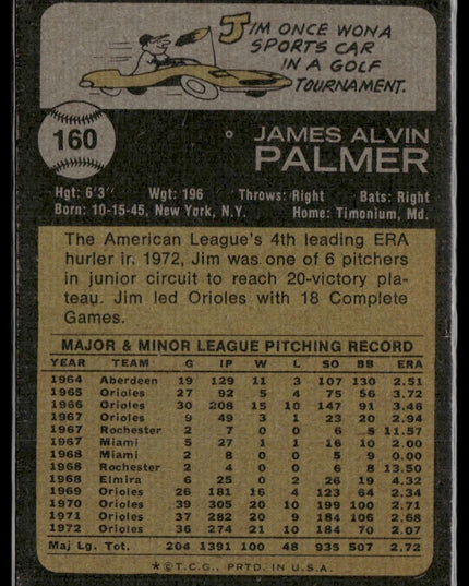 Jim Palmer #160 1973 Topps Baltimore Orioles