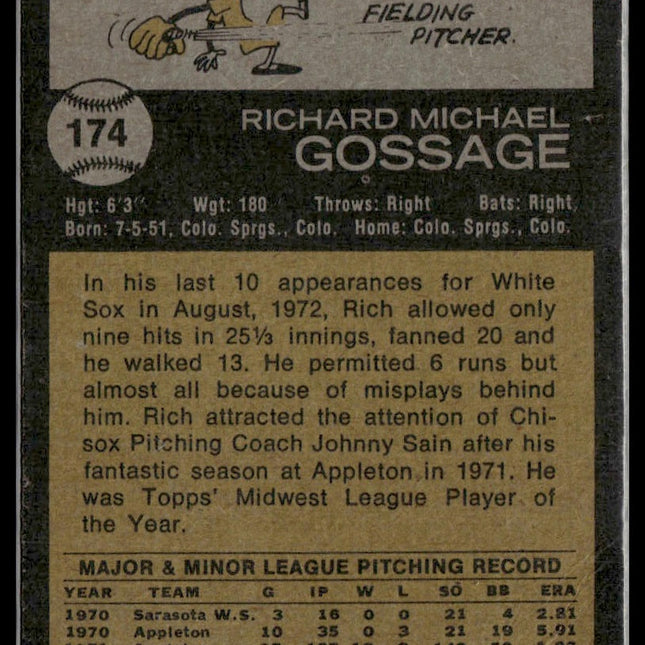 Rich Gossage Rookie #174 1973 Topps Chicago White Sox