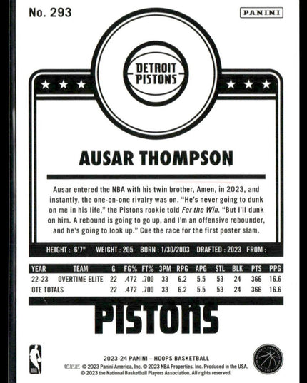 Ausar Thompson #293 2023-24 Hoops Winter Detroit Pistons
