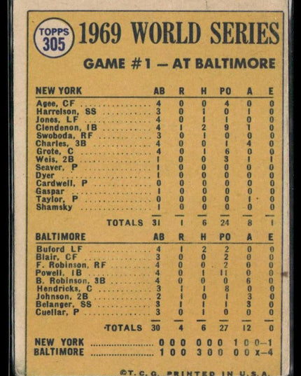 World Series Game 1 - Buford Belts Leadoff Homer! #305 1970 Topps Orioles