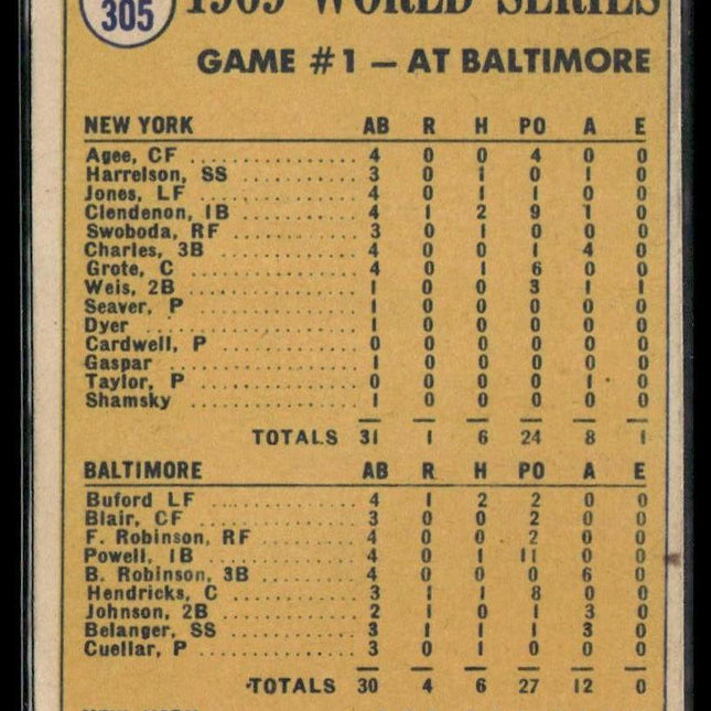 World Series Game 1 - Buford Belts Leadoff Homer! #305 1970 Topps Orioles