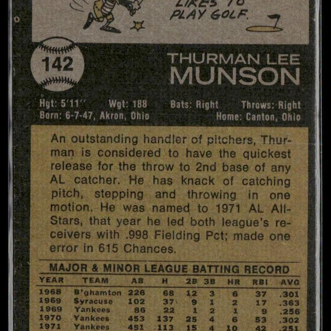 Thurman Munson #142 1973 Topps New York Yankees