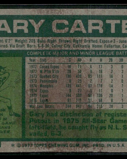 Gary Carter #295 1977 Topps Montreal Expos
