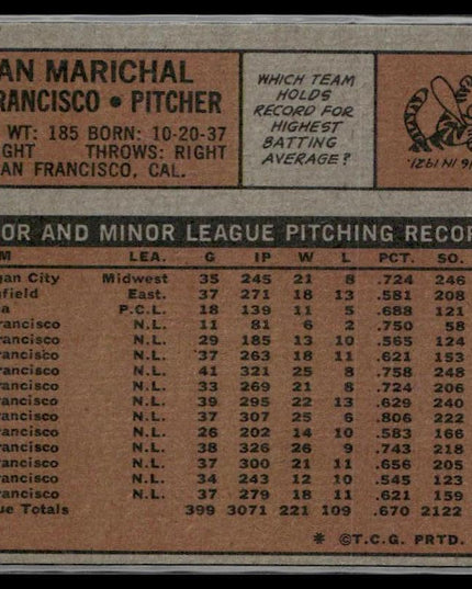 Juan Marichal #567 1972 Topps San Francisco Giants