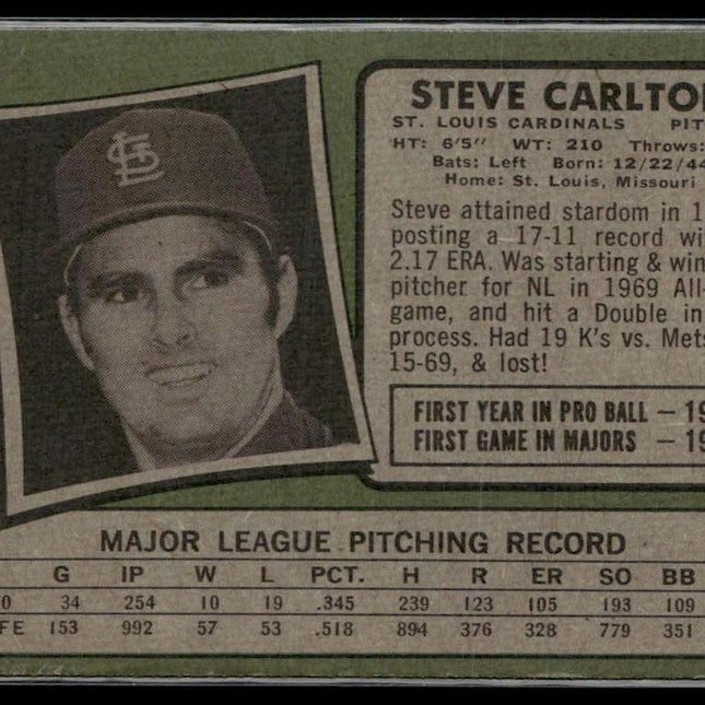 Steve Carlton #55 1971 Topps St. Louis Cardinals