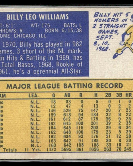 Billy Williams #170 1970 Topps Chicago Cubs
