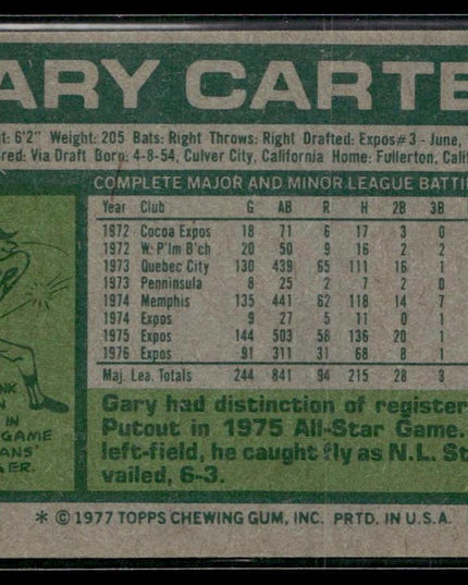 Gary Carter #295 1977 Topps Montreal Expos