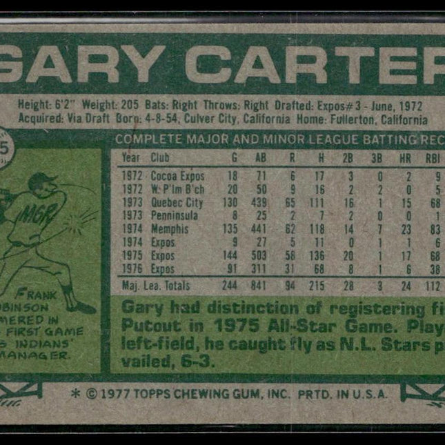 Gary Carter #295 1977 Topps Montreal Expos