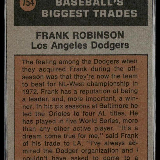 Frank Robinson #754 1972 Topps Los Angeles Dodgers