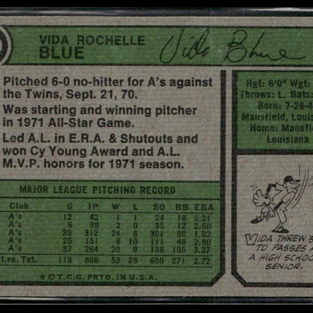 Vida Blue #290 1974 Topps Oakland Athletics